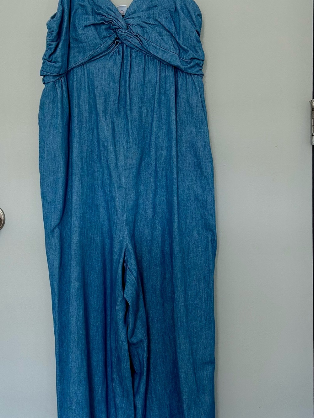 Old Navy Blue Strapless Denim-Effect Jumpsuit